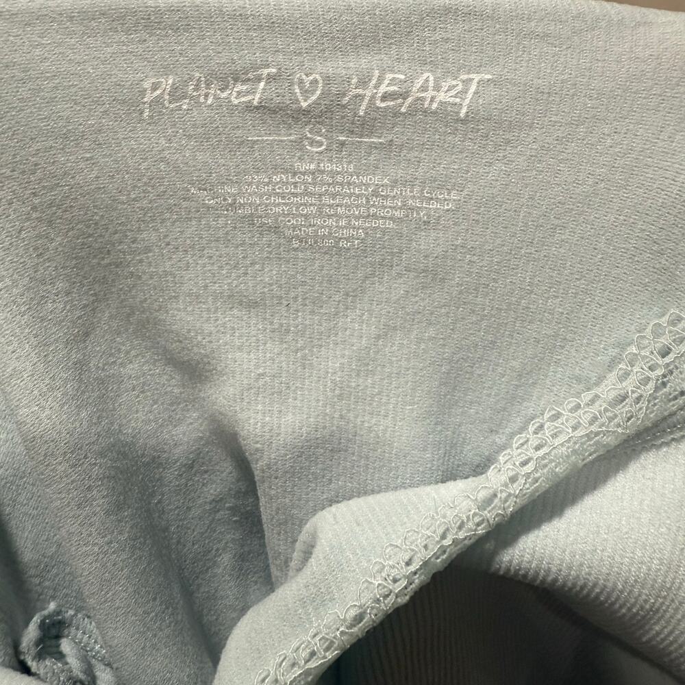 NEW Baby Blue Ribbed Tank Top Size Small Ruched Tie Side Seamless Crop Macy's - Picture 5 of 6